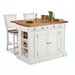 Home Styles Kitchen Island and Stools in White and Distressed Oak