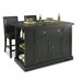 Home Styles Nantucket Island and Two Stools in Distressed Black Finish