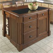 Home Styles Aspen Kitchen Island and Two Stools Set