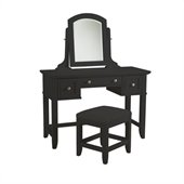 Home Styles Bedford Vanity Table and Bench in Black Finish