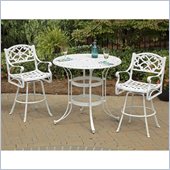 Home Styles Biscayne 3PC White Bistro Set with Green Fabric Cushions