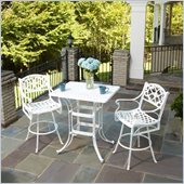 Home Styles Biscayne 3 Piece Outdoor Bistro Set in White