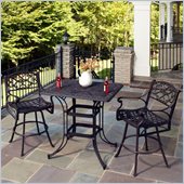 Home Styles Biscayne 3 Piece Outdoor Bistro Set in Black