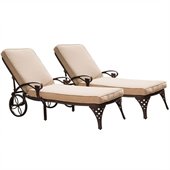 Home Styles Biscayne Outdoor Chaise Lounge Chair in Bronze with Cushion (Set of 2)