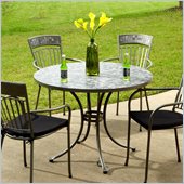 Home Styles Glen Rock Marble Top Round Outdoor Dining Table in Gray