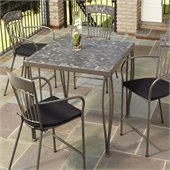 Home Styles Glen Rock Marble Top Square Outdoor Bistro Table in Gray