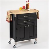 Home Styles Furniture Madison Black Wood Prep and Serve Kitchen Cart