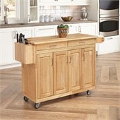 Home Styles Furniture Kitchen Island Cart with Breakfast Bar in Natural Finish