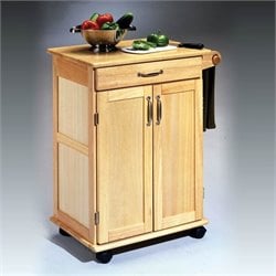 Home Styles Furniture Butcher Block Kitchen Cart with Towel Rack in Natural Finish