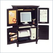 Home Styles Furniture Hampton Solid Hardwood Computer Armoire with Louvered Doors in Distressed Black