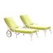 Home Styles Biscayne White Chaise Lounge Chairs Set of 2 Green Apple Cushions