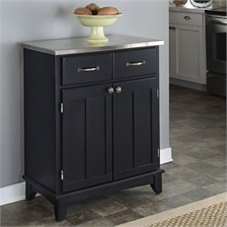 Home Styles Furniture Black Wood Buffet with Stainless Steel Top