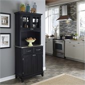 Home Styles Wood Buffet with Stainless Steel Top and 2-Door Hutch in Black