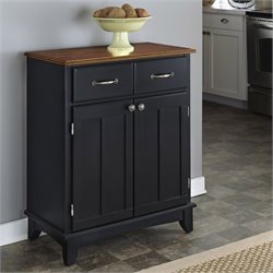 Home Styles Furniture Black Wood Buffet Kitchen Island with Wood Top