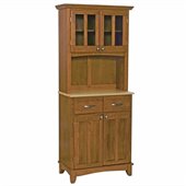 Home Styles Furniture Cottage Oak Wood Buffet with Natural Wood Top and 2-Door Panel Hutch