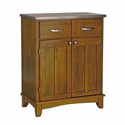 Home Styles Furniture Cottage Oak Wood Buffet Kitchen Island with Stainless Steel Top