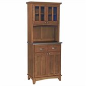 Home Styles Furniture Cottage Oak Wood Buffet with Stainless Steel Top and 2-Door Panel Hutch
