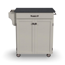 Home Styles Furniture White Wood Kitchen Cart with Granite Top