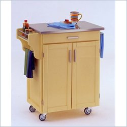 Home Styles Furniture Butter Yellow Wood Cart with Stainless Steel Top by Home Styles