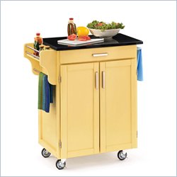 Home Styles Furniture Butter Yellow Kitchen Cart with Granite Top