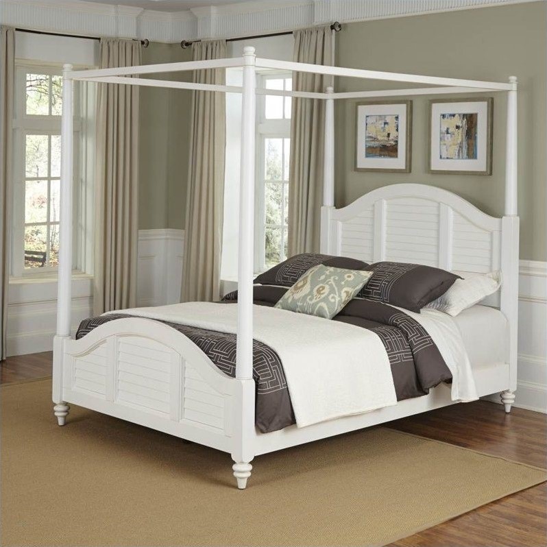Details about Home Styles Bermuda Canopy Brushed White Finish Bed