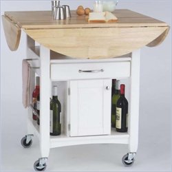 Home Styles Furniture 4 Drop Leaf Expandable Kitchen Cart in White