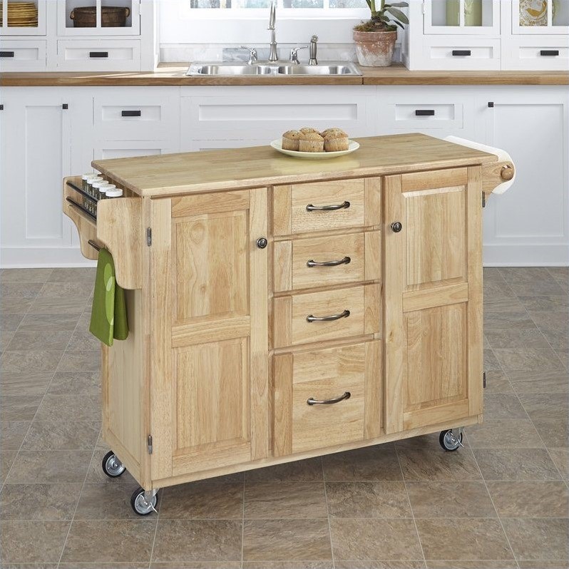 Home Styles Kitchen Cart with Wood Top Natural