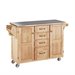 Home Styles Natural Wood Cart with Stainless Steel Top