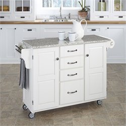 Home Styles Furniture Salt and Pepper Granite Top Kitchen Cart in White