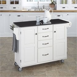 Home Styles Furniture Granite Top Kitchen Cart in White