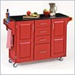 Home Styles Furniture Granite Top Kitchen Island Cart in Red