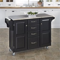 Home Styles Furniture Stainless Steel  Kitchen Island Cart in Black