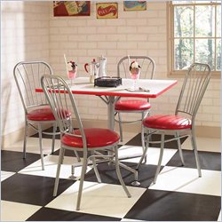 Home Styles Furniture Soda Shoppe Square Café Table White and Red Top / Silver Base