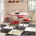 Home Styles Furniture Soda Shoppe Square Café Table White and Red Top / Silver Base