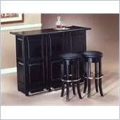 Home Styles Furniture Ebony Folding Home Bar with Single 30 Swivel Bar Stool in Black and Chrome