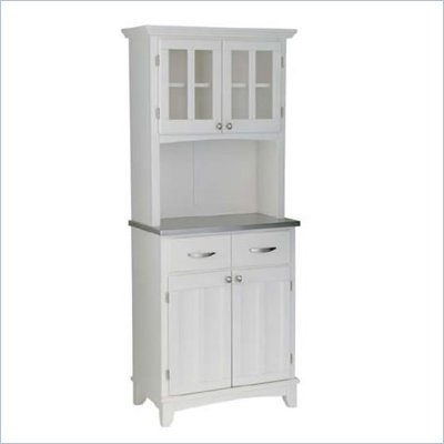 Home Styles Steel Top Buffet Server and 2-Door Panel Hutch in White