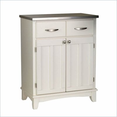 Home Styles Buffet Server with Stainless Steel Top in White