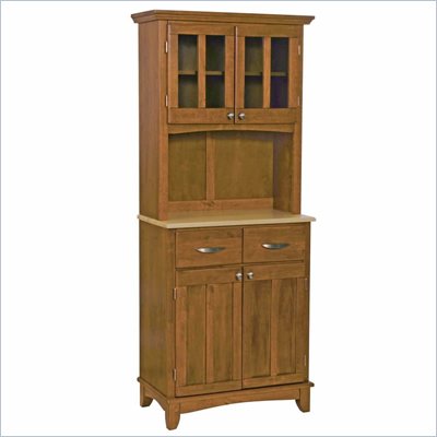Home Styles Furniture Cottage Oak Wood Buffet with Natural Wood Top and 2-Door Panel Hutch