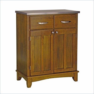 Home Styles Furniture Cottage Oak Wood Buffet Kitchen Island with Stainless Steel Top