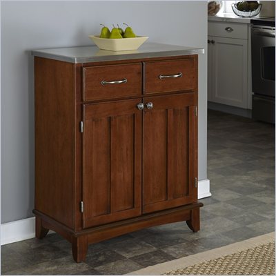 Home Styles Furniture Cherry Wood Buffet with Stainless Steel Top