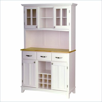 Home Styles Furniture Wood Top Buffet Server and  2-Door Hutch in White 
