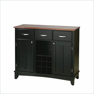 Home Styles Furniture 3 Drawer Large Wood Top Buffet in Black