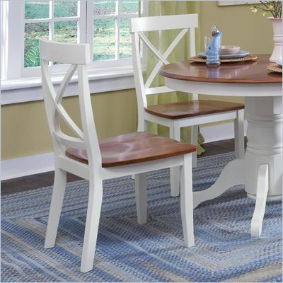 Home Styles Wood Dining Side Chair in White and Cottage Oak Finish (Set of 2)
