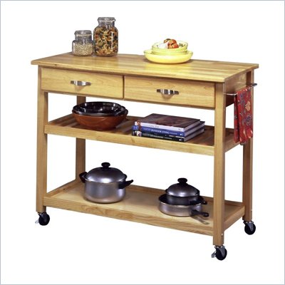 Home Styles Furniture Solid Wood Top Kitchen Cart in Natural