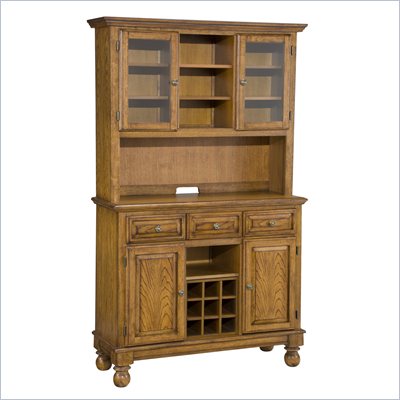 Home Styles Premium Buffet with Wood Top and Hutch Set