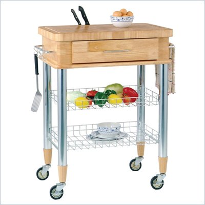 Home Styles Furniture Expeditor Metal and Wood Cart in Natural