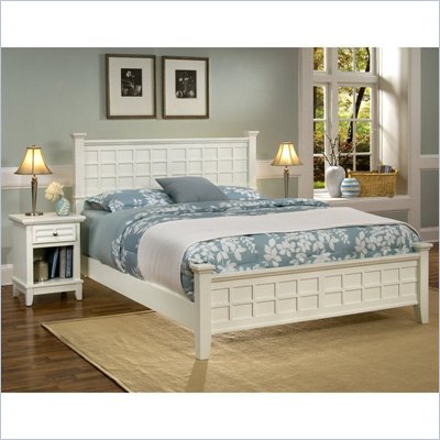 Home Styles Arts & Crafts Queen Bed and Night Stand in White Finish