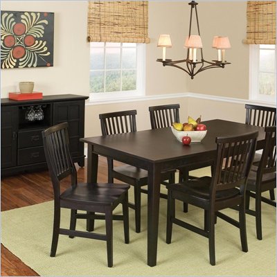 Home Styles Arts and Crafts Dining Table with 18" Leaf Set in Ebony