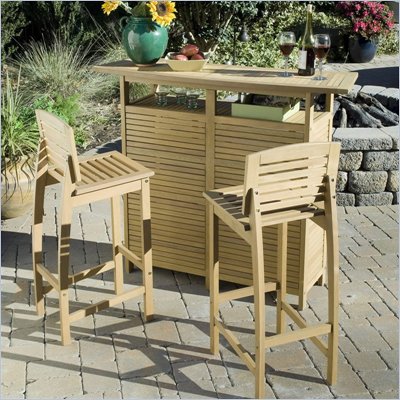 Home Styles Bali Hai Bar Cabinet Set with Two Bar Stools in Natural