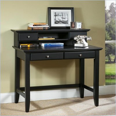 Home Styles Bedford Solid Wood Laptop Writing Desk with Hutch in Ebony